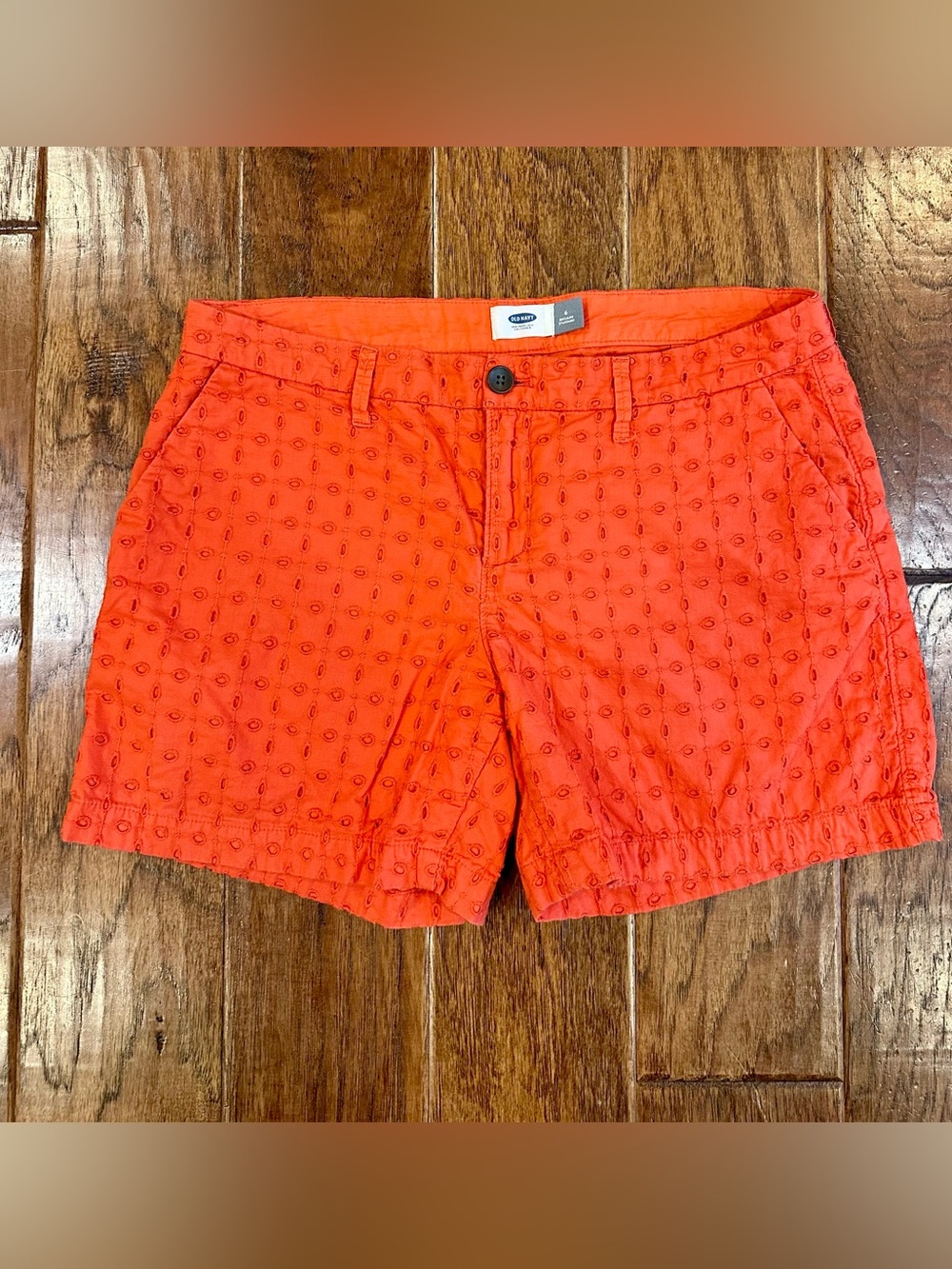 Old Navy Women's Orange Eyelet Cotton Shorts